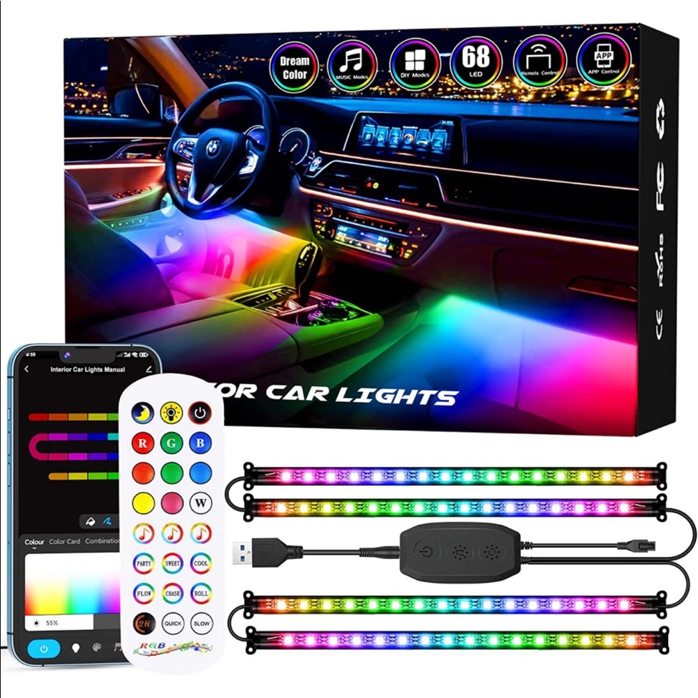NWT Interior LED Car Lights App or Remote Control